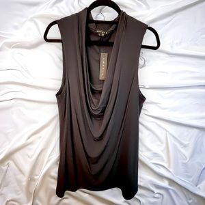 Theory Silk Deep Cowl Neck Sleeveless Blouse